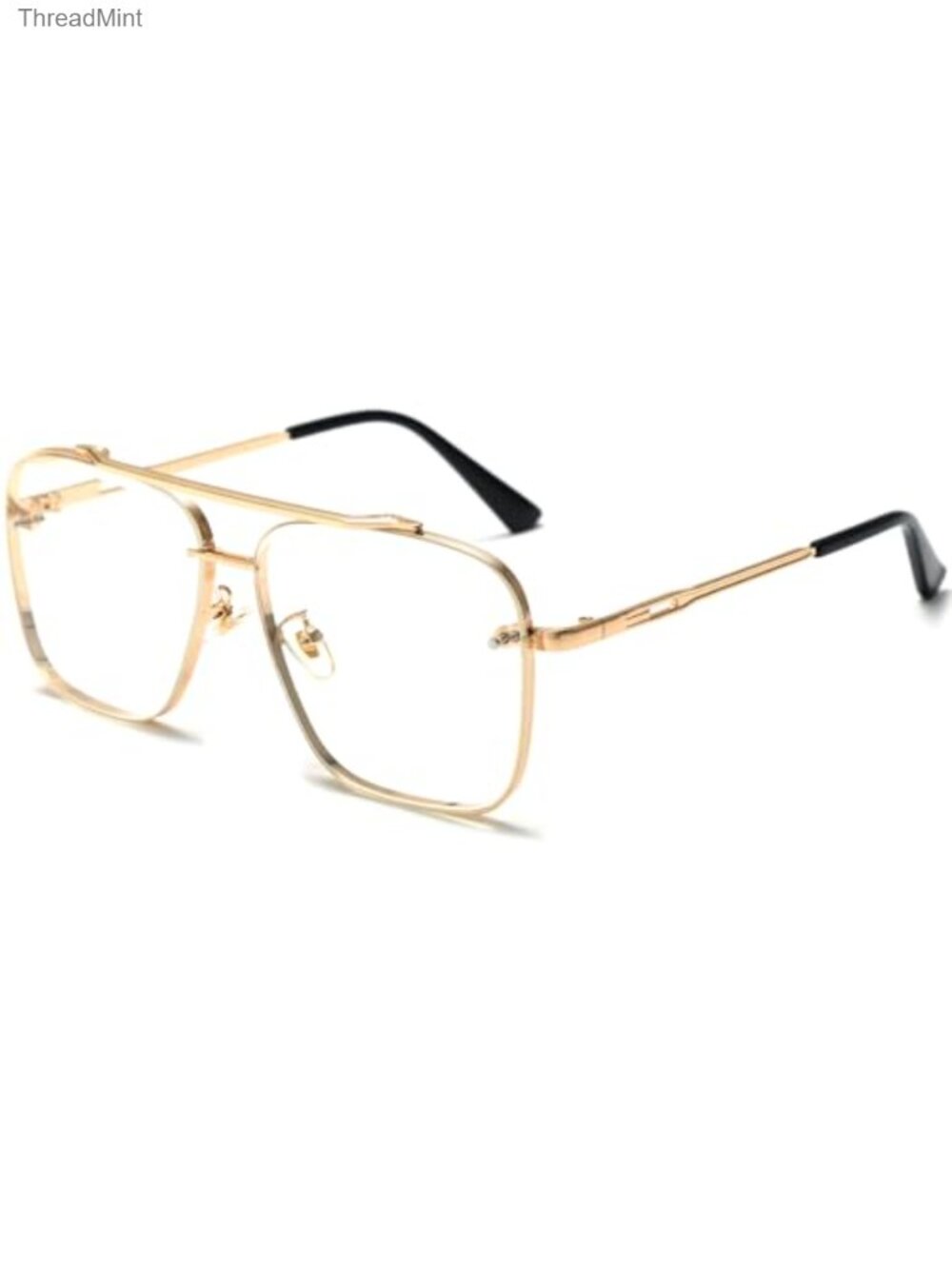 Oversized Square Aviator Sunglasses Metal Frame Gradient Shades